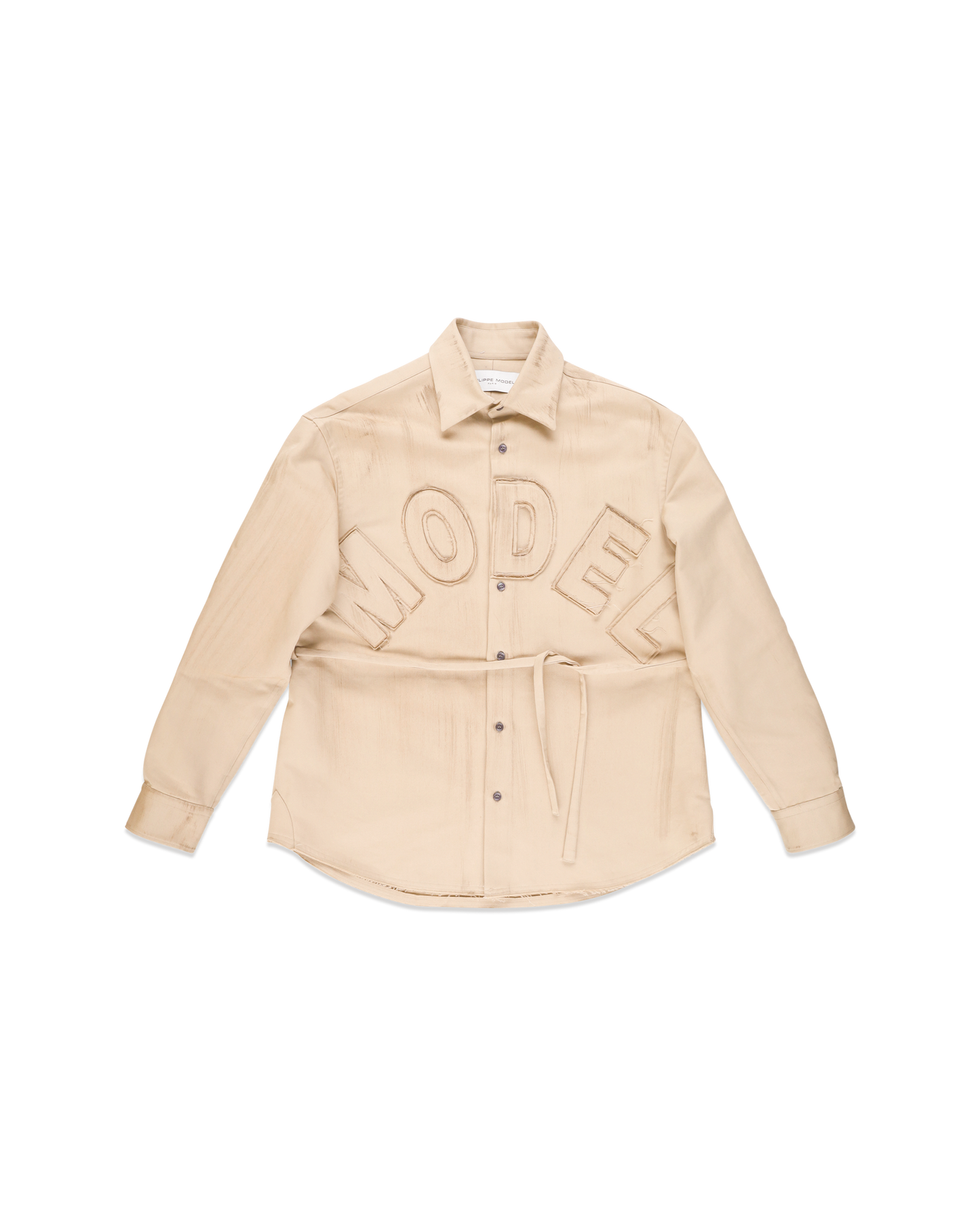 Men's Beige Oversized Shirt with Dirty Finish