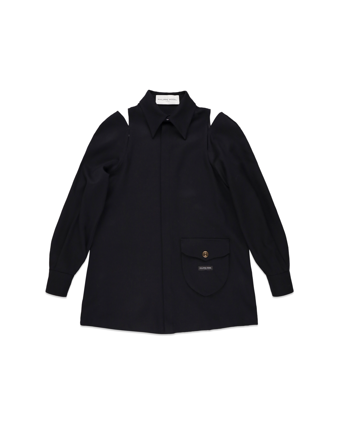 Woman's Black Over Shirt with Cut-Out Detail