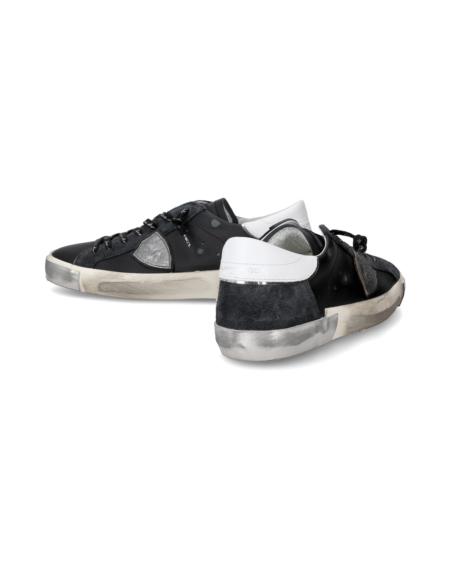 Men's Prsx Low-Top Sneakers in Leather, Black Silver