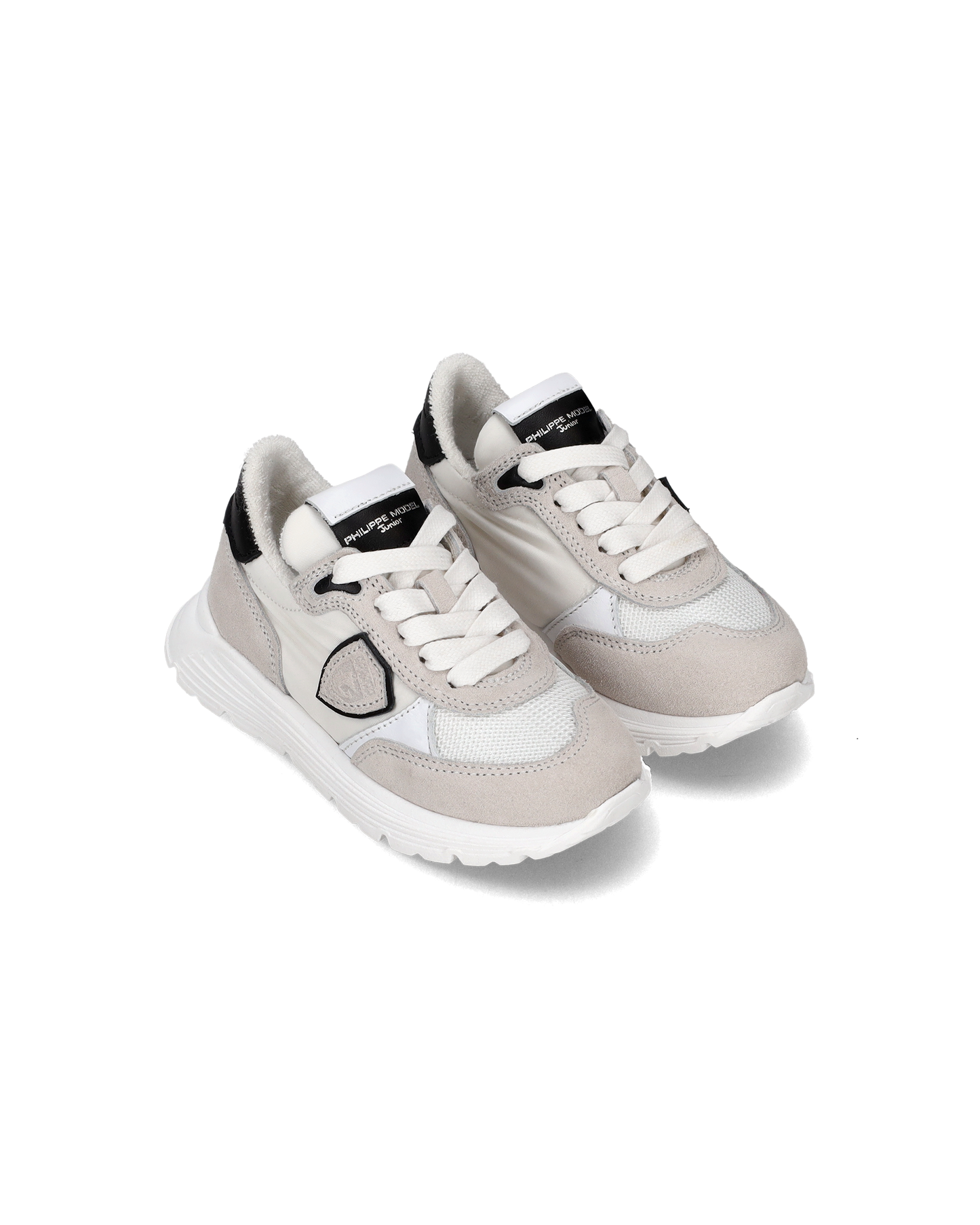 Flache Baby Antibes Sneakers aus Nylon und Leder – Weiß