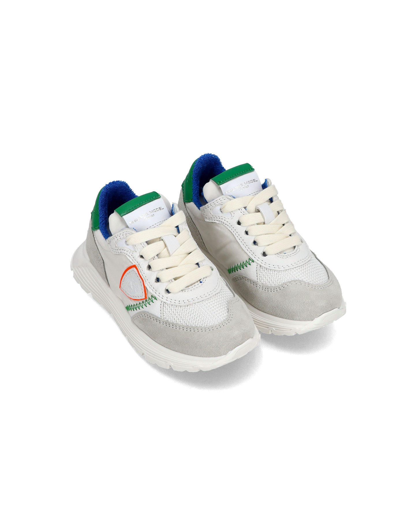 Baby Antibes Low-Top Sneakers in Nylon And Leather, White Green