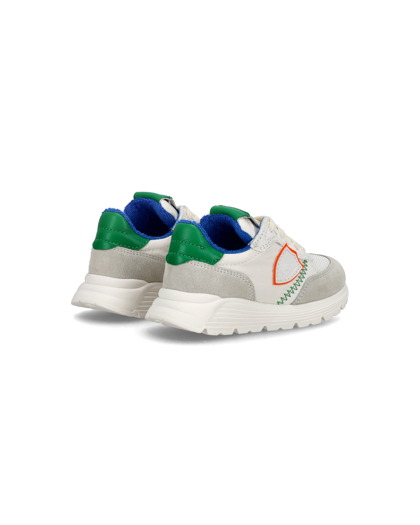 Baby Antibes Low-Top Sneakers in Nylon And Leather, White Green