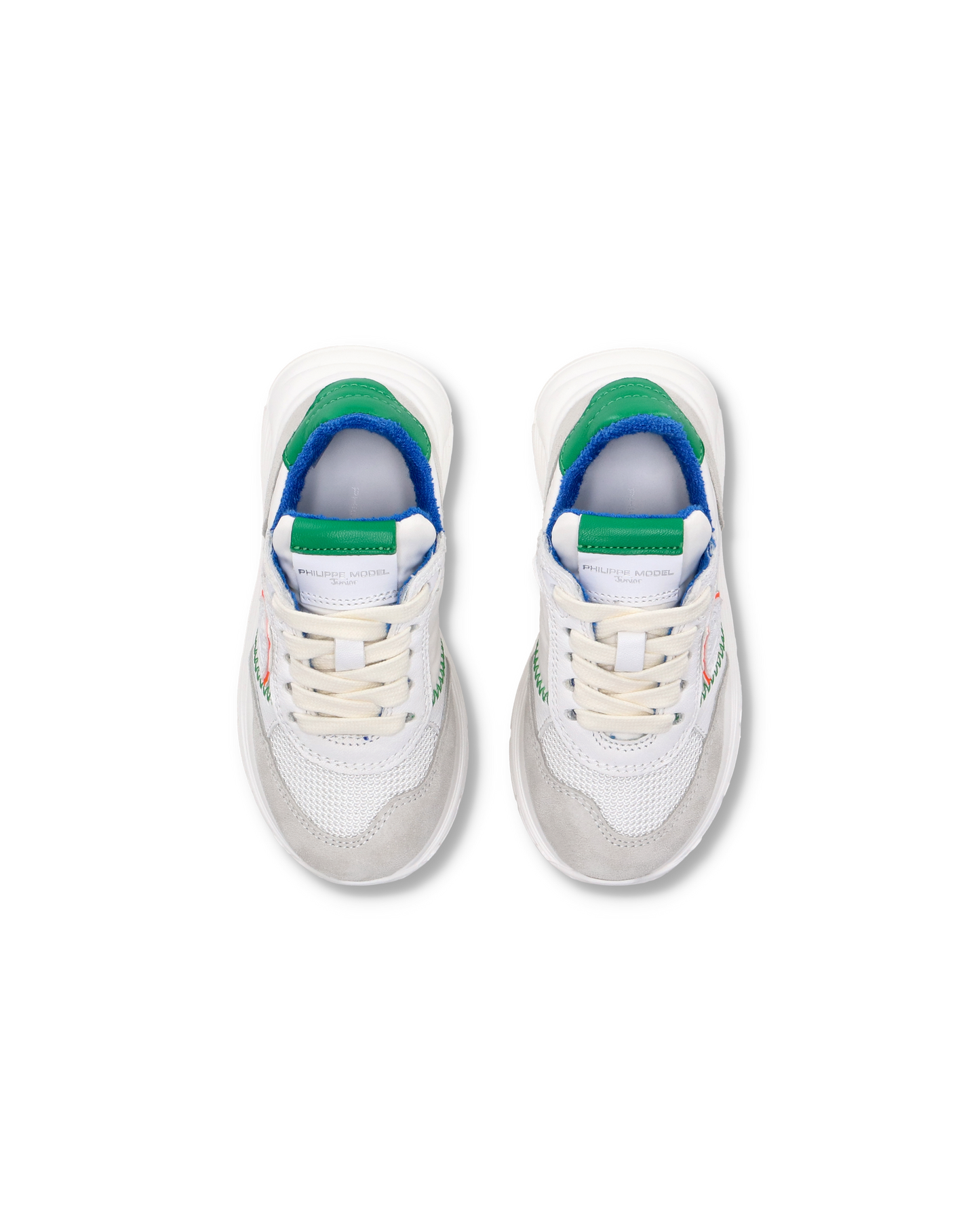 Baby Antibes Low-Top Sneakers in Nylon And Leather, White Green