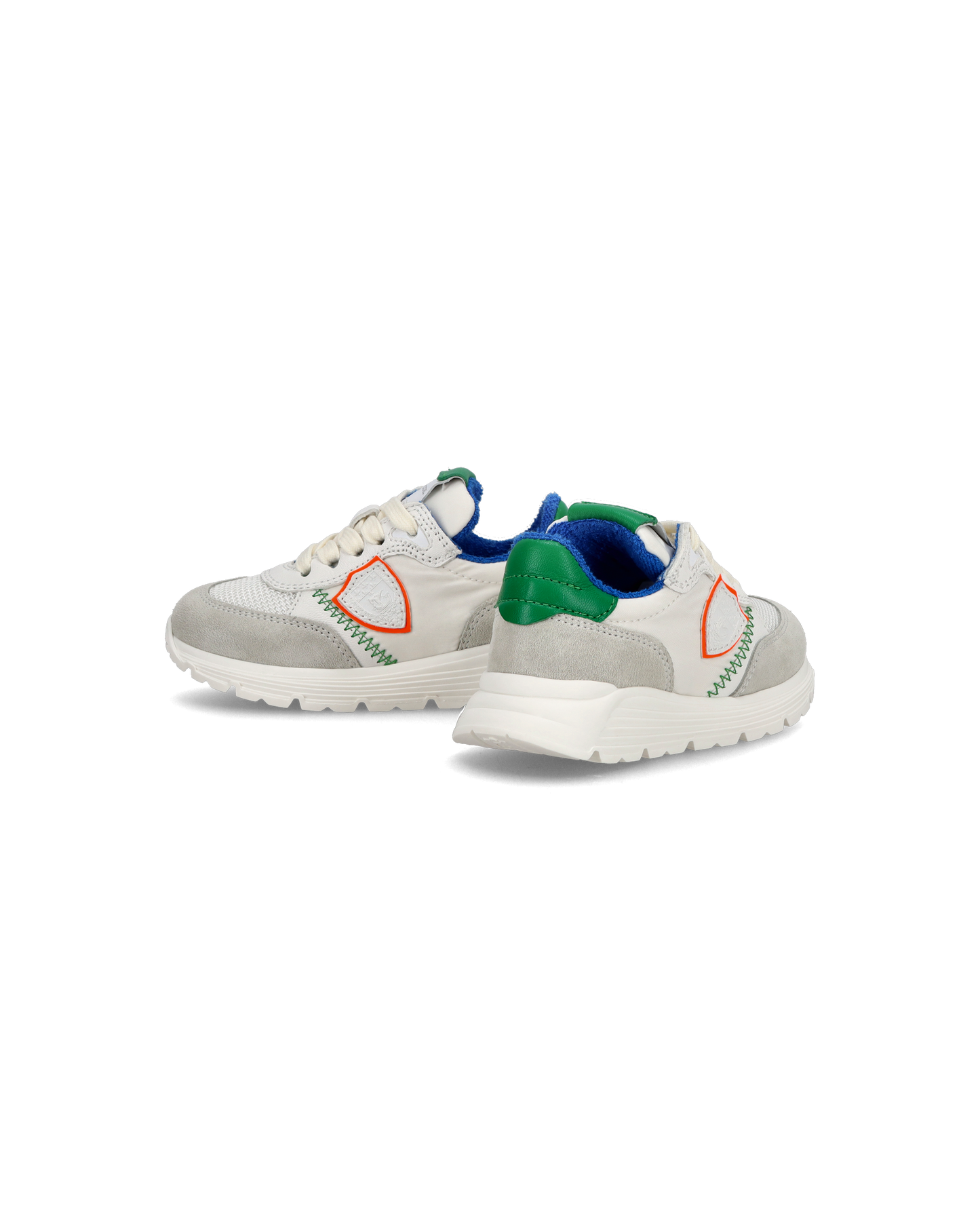 Sneakers basse Antibes Baby in nylon e pelle, Bianco Verde