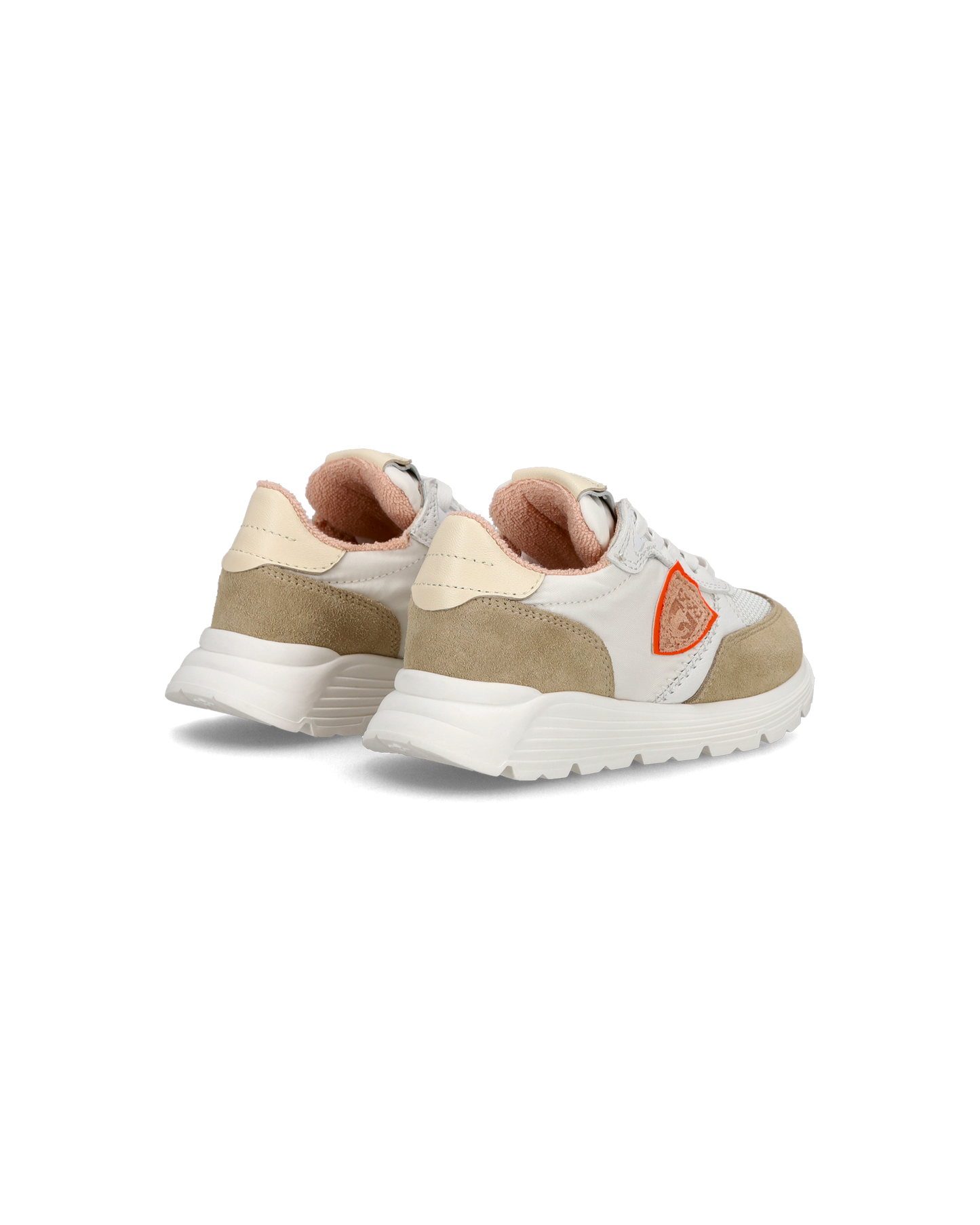 Baby Antibes Low-Top Sneakers in Nylon And Leather, White Beige