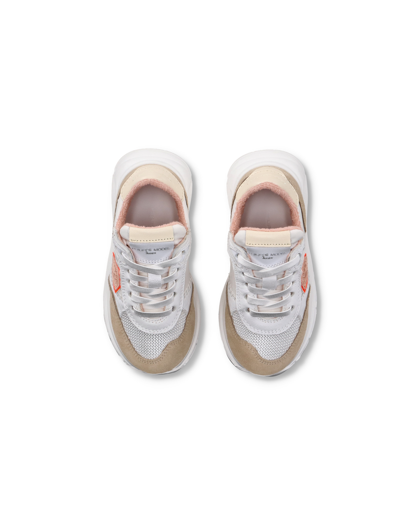 Baby Antibes Low-Top Sneakers in Nylon And Leather, White Beige