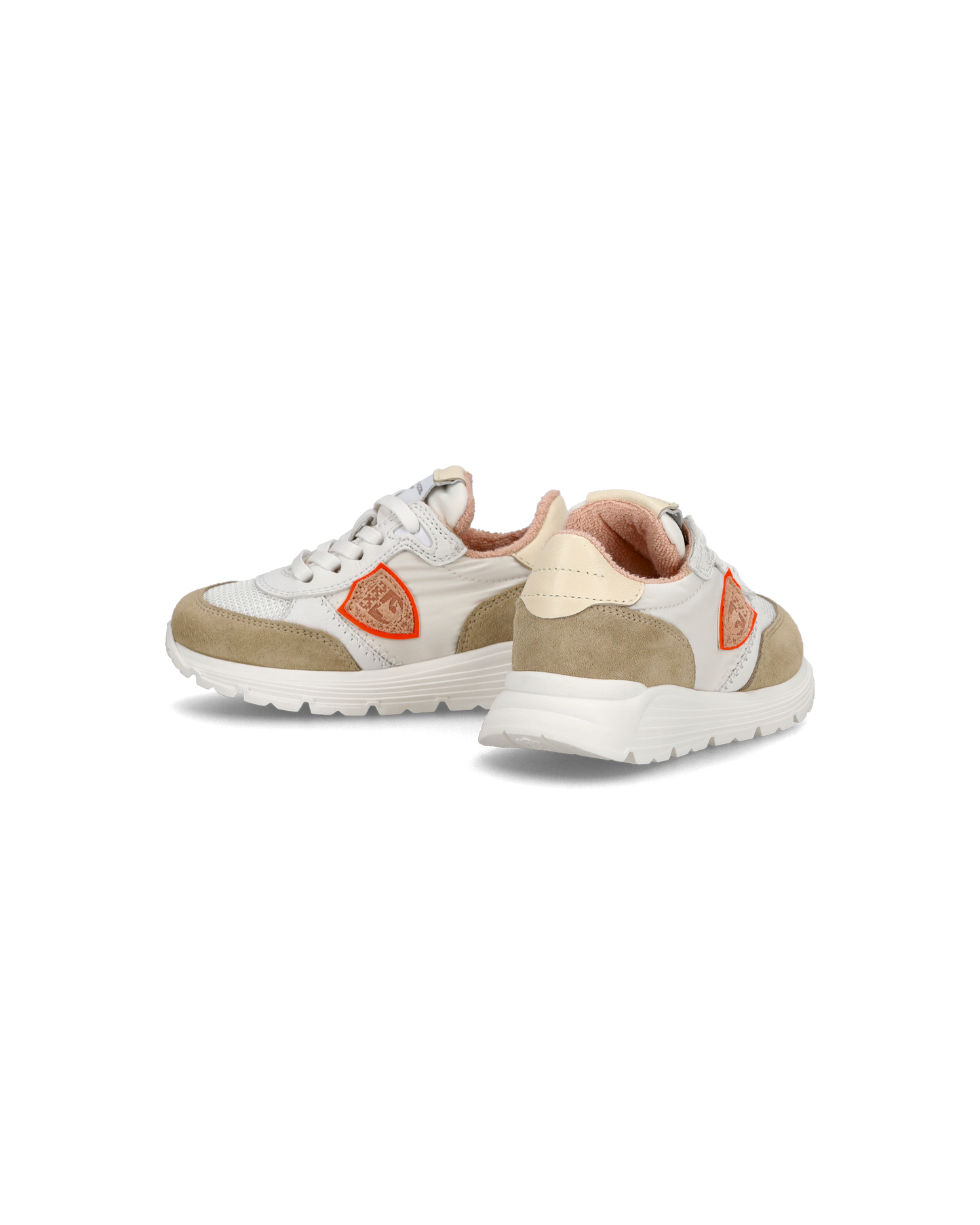 Baby Antibes Low-Top Sneakers in Nylon And Leather, White Beige