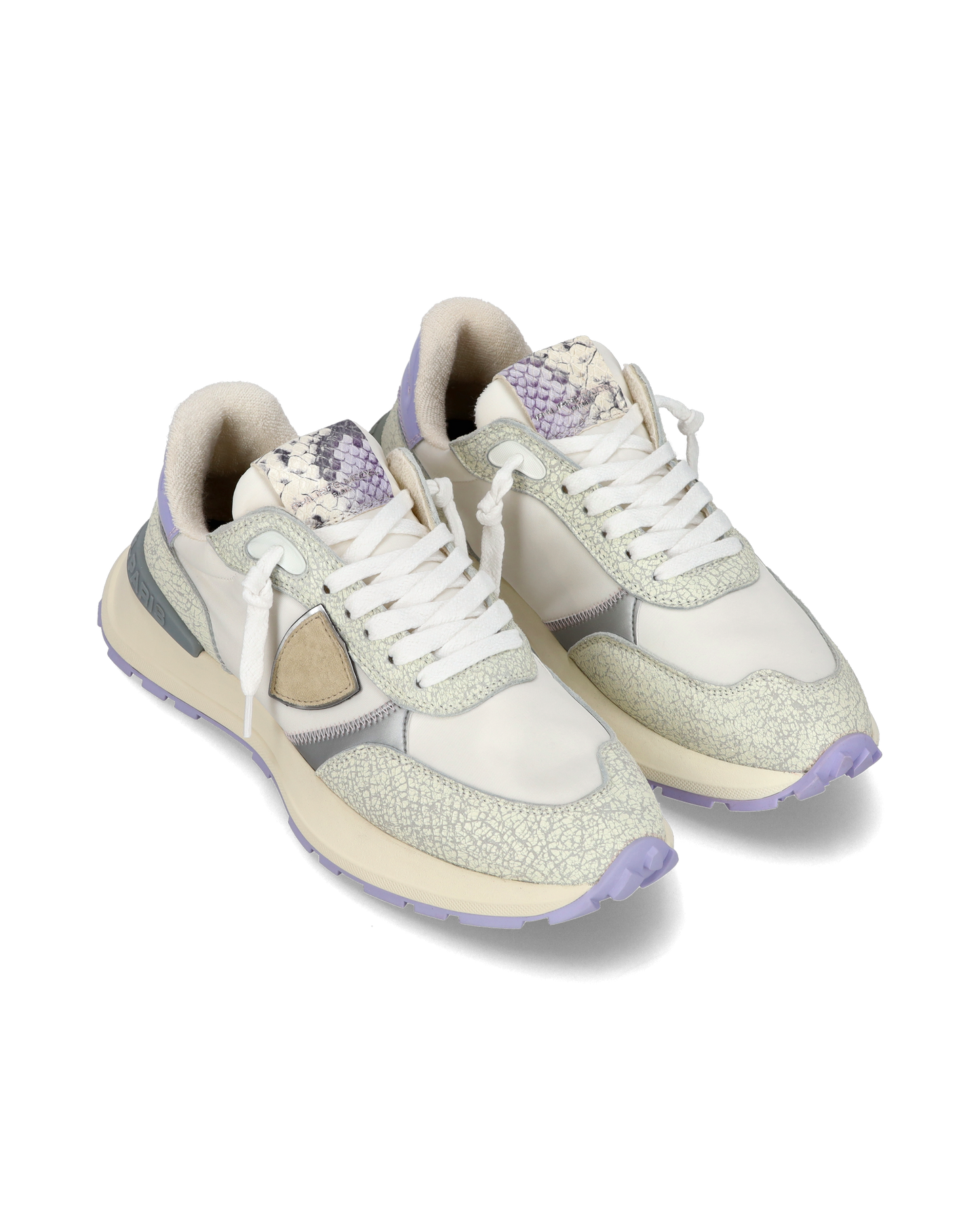 Sneaker sportive Antibes da donna in nylon e pelle - Bianco e viola