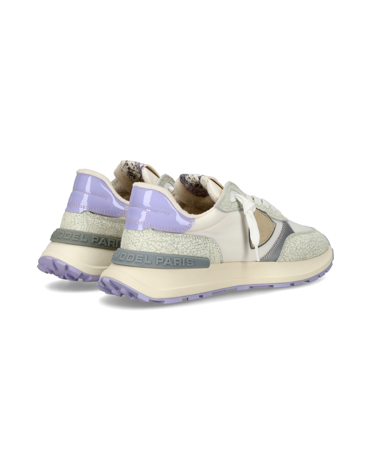 Sneaker sportive Antibes da donna in nylon e pelle - Bianco e viola