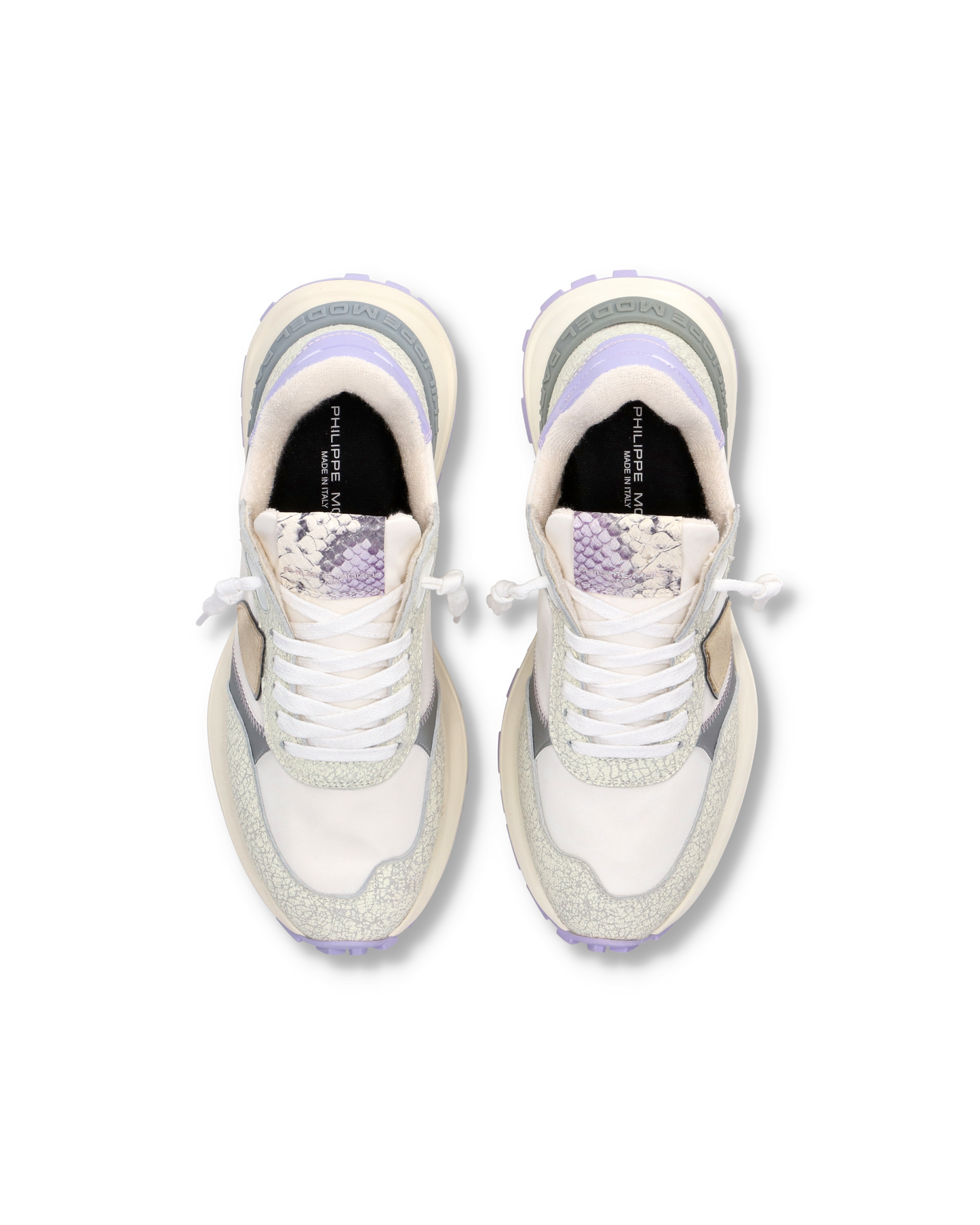 Sneaker sportive Antibes da donna in nylon e pelle - Bianco e viola