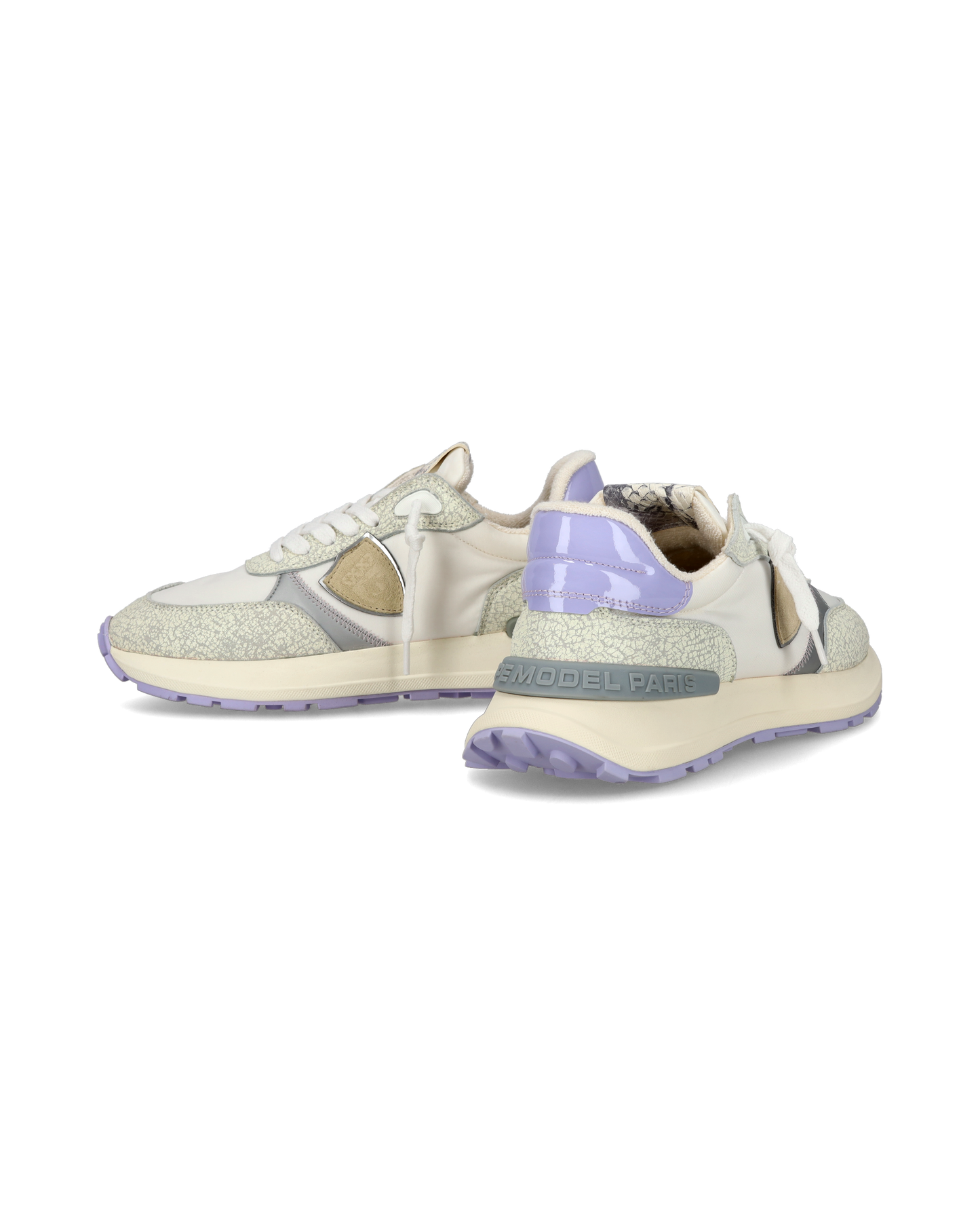 Sneaker sportive Antibes da donna in nylon e pelle - Bianco e viola