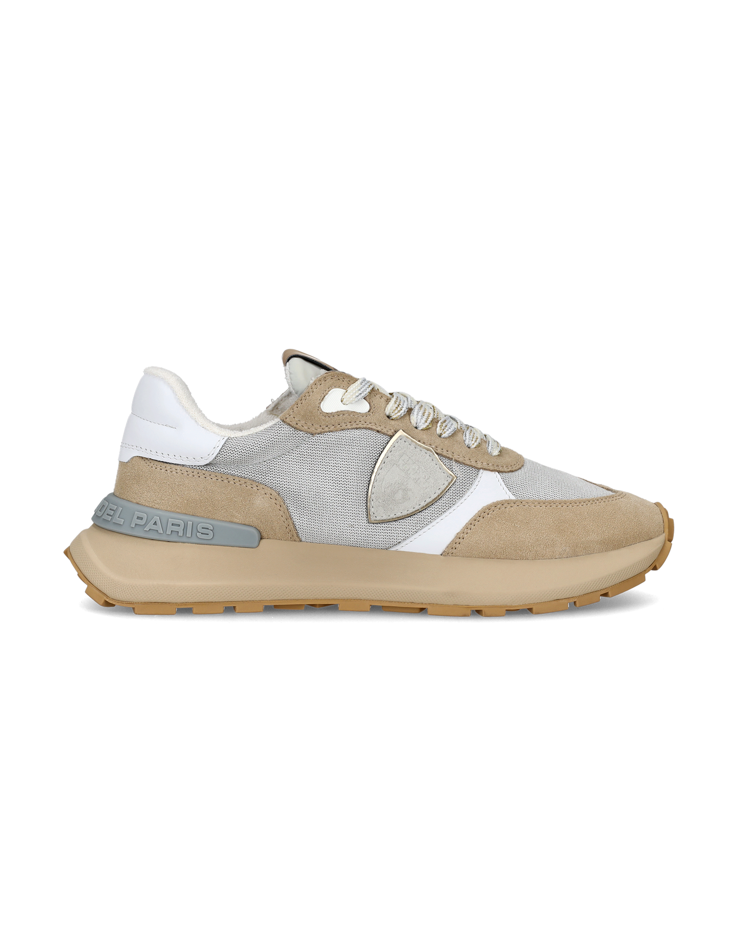 Women's Antibes Low-Top Sneakers in Nylon And Leather, Silver Beige