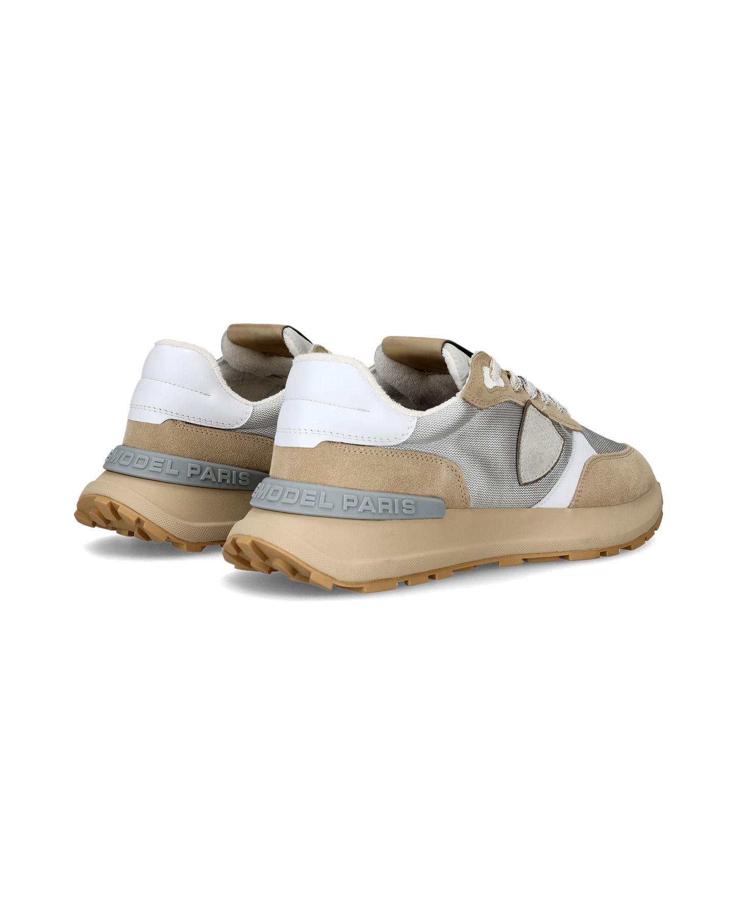 Women's Antibes Low-Top Sneakers in Nylon And Leather, Silver Beige