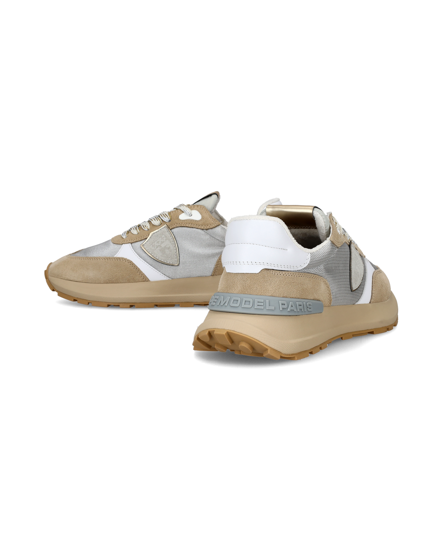 Women's Antibes Low-Top Sneakers in Nylon And Leather, Silver Beige