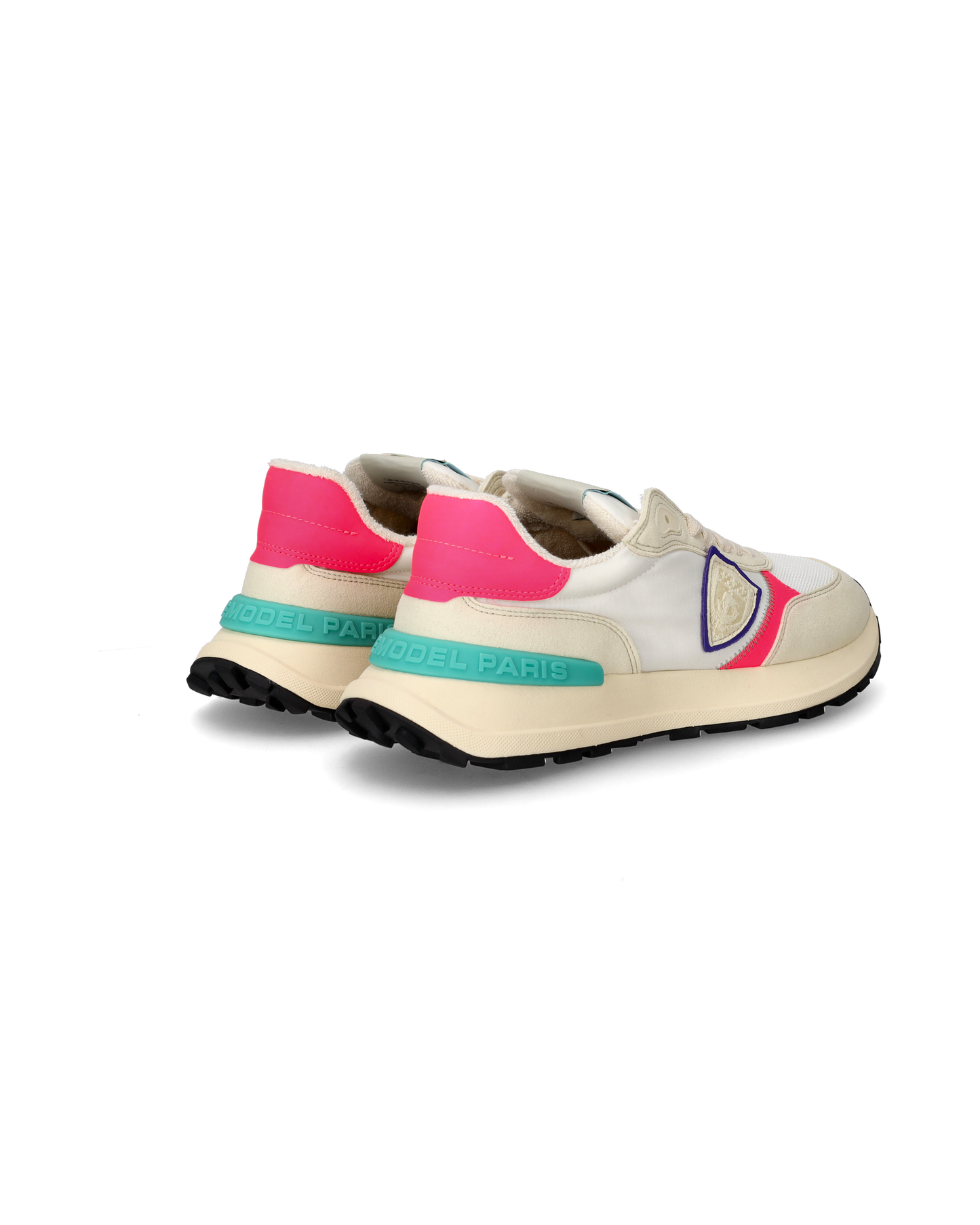 Women's Antibes Low-Top Sneakers in Nylon And Leather, White Fuchsia