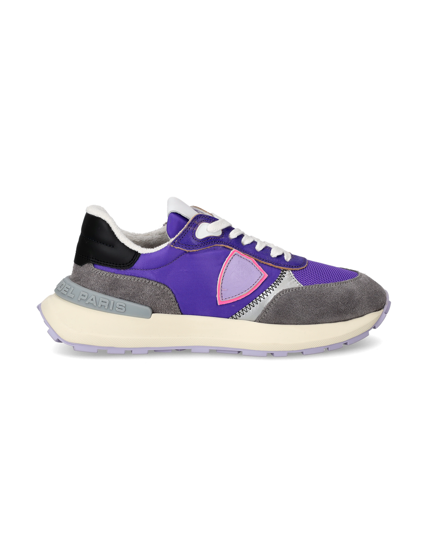 Women's Antibes Low-Top Sneakers in Nylon And Leather, Purple Gray