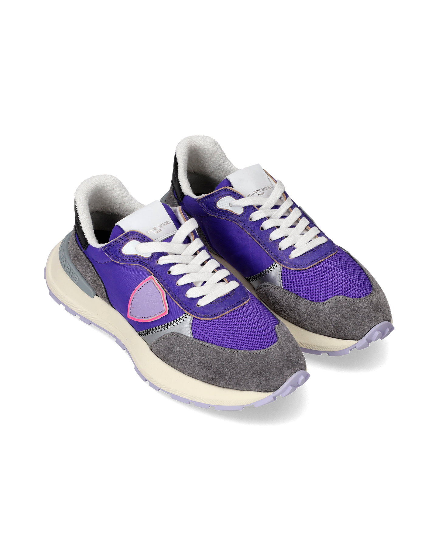 Women's Antibes Low-Top Sneakers in Nylon And Leather, Purple Gray