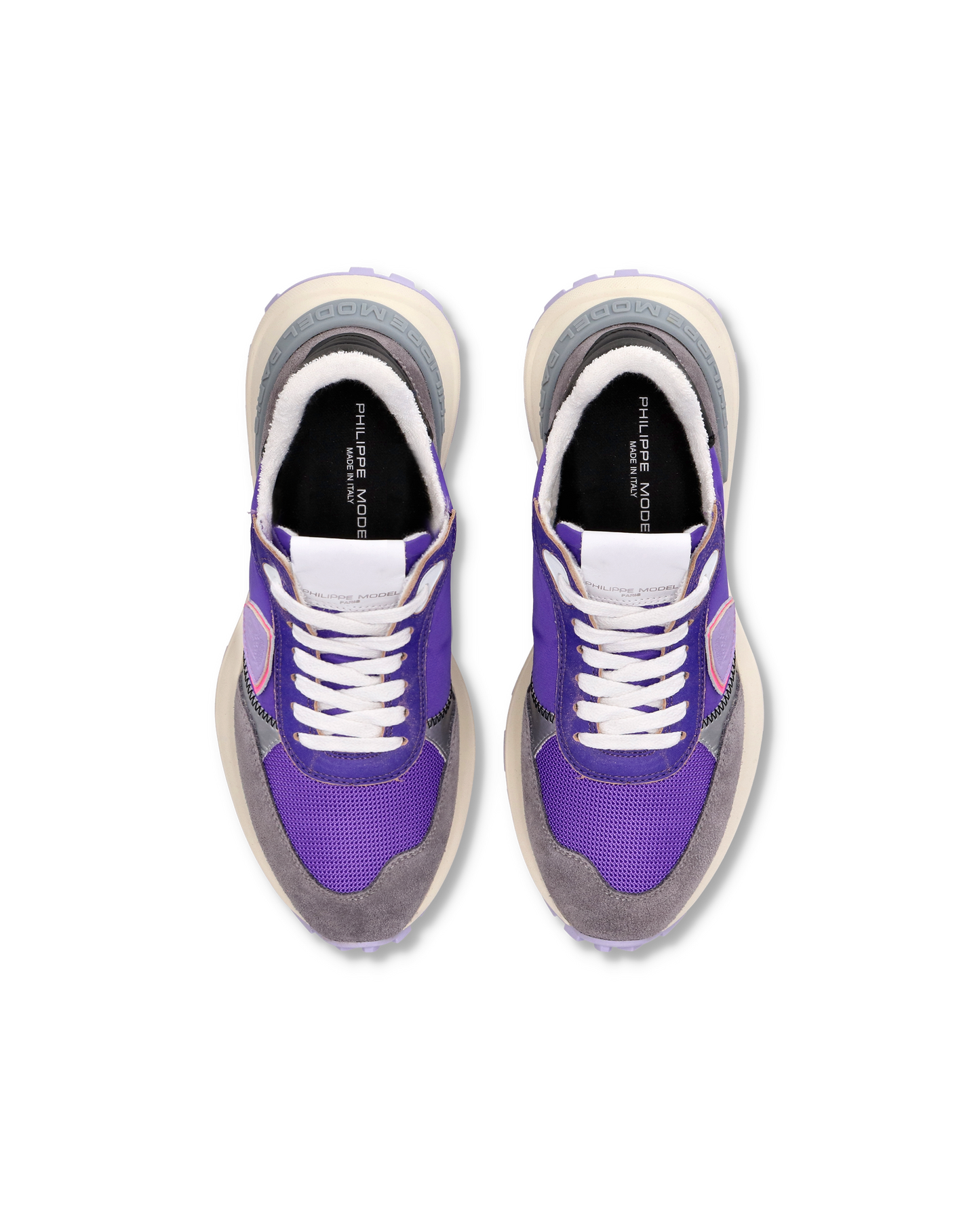 Women's Antibes Low-Top Sneakers in Nylon And Leather, Purple Gray