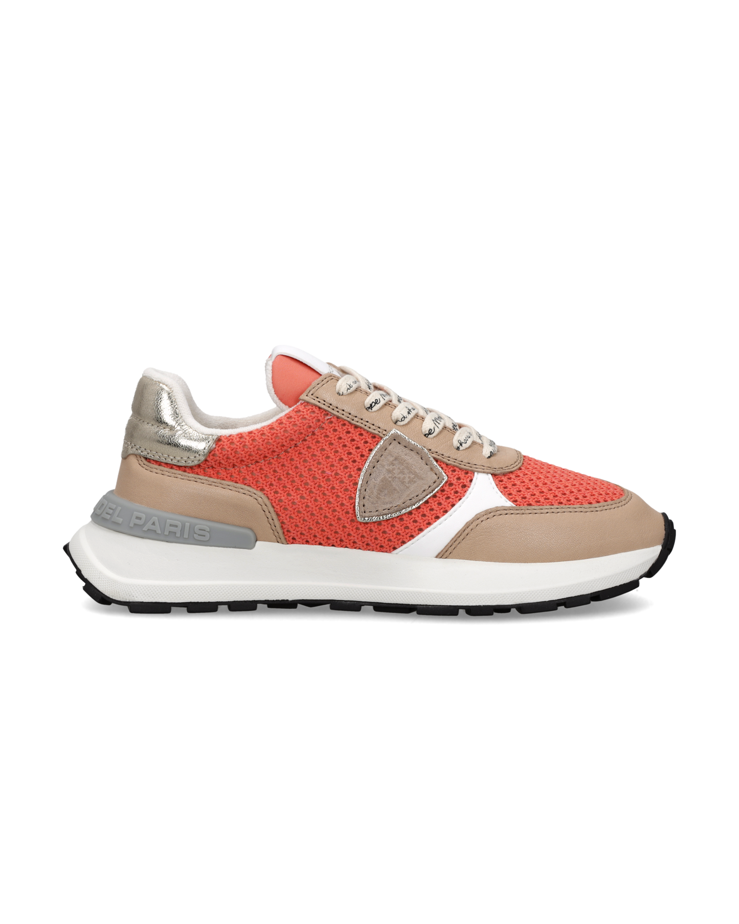 Baskets Antibes Femme, Corail Sable et Blanc