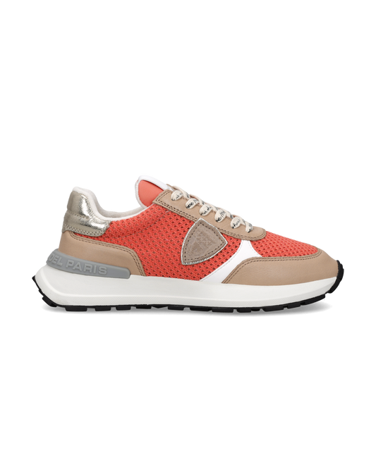 Baskets Antibes Femme, Corail Sable et Blanc