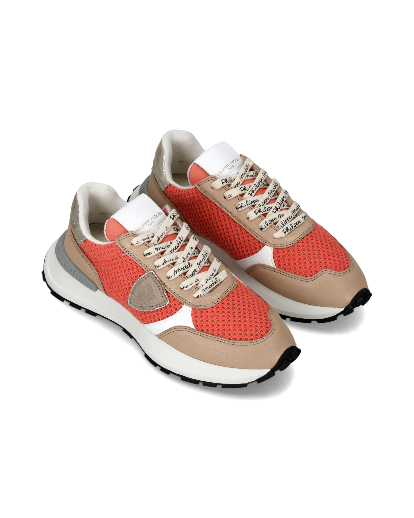 Baskets Antibes Femme, Corail Sable et Blanc