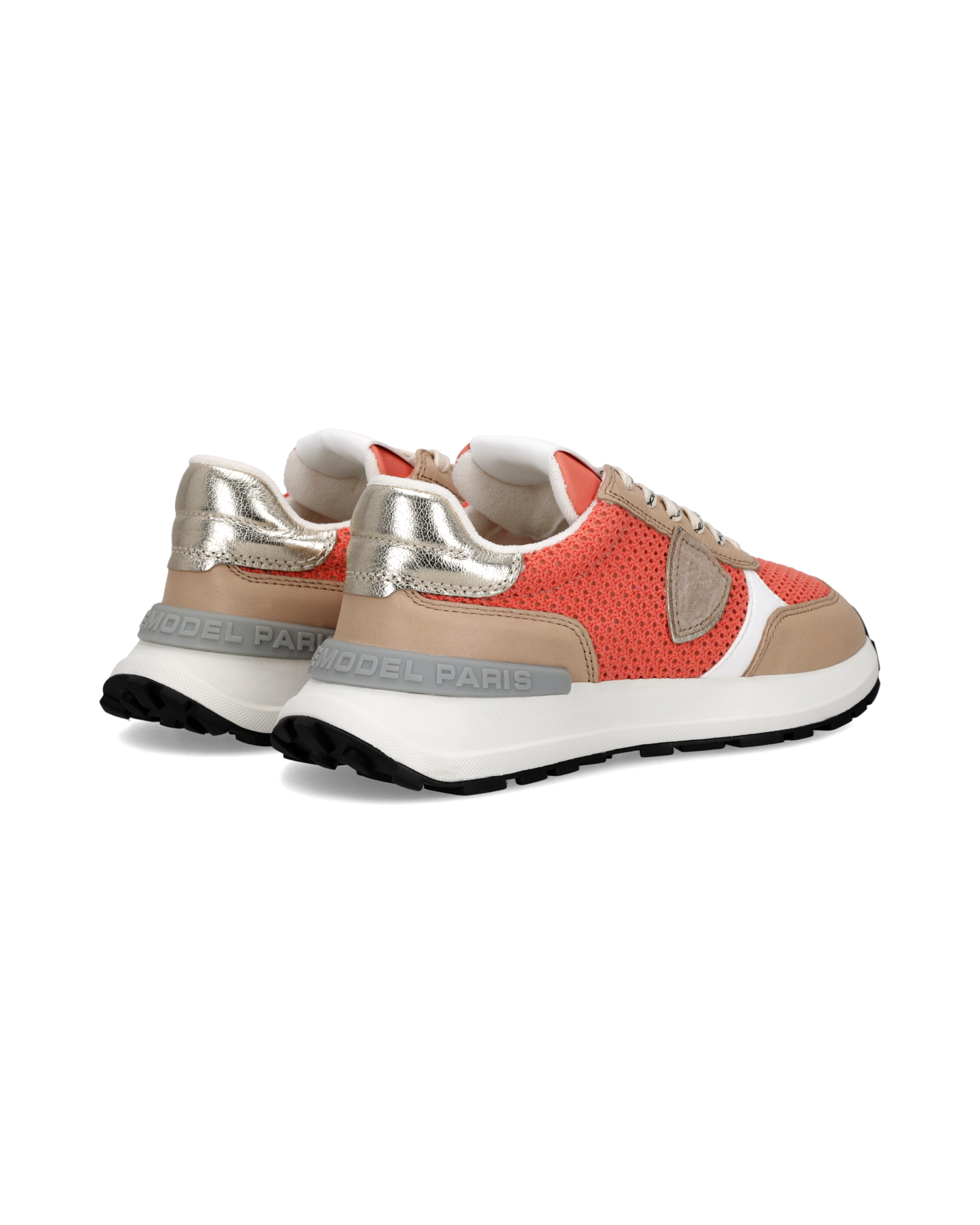 Baskets Antibes Femme, Corail Sable et Blanc
