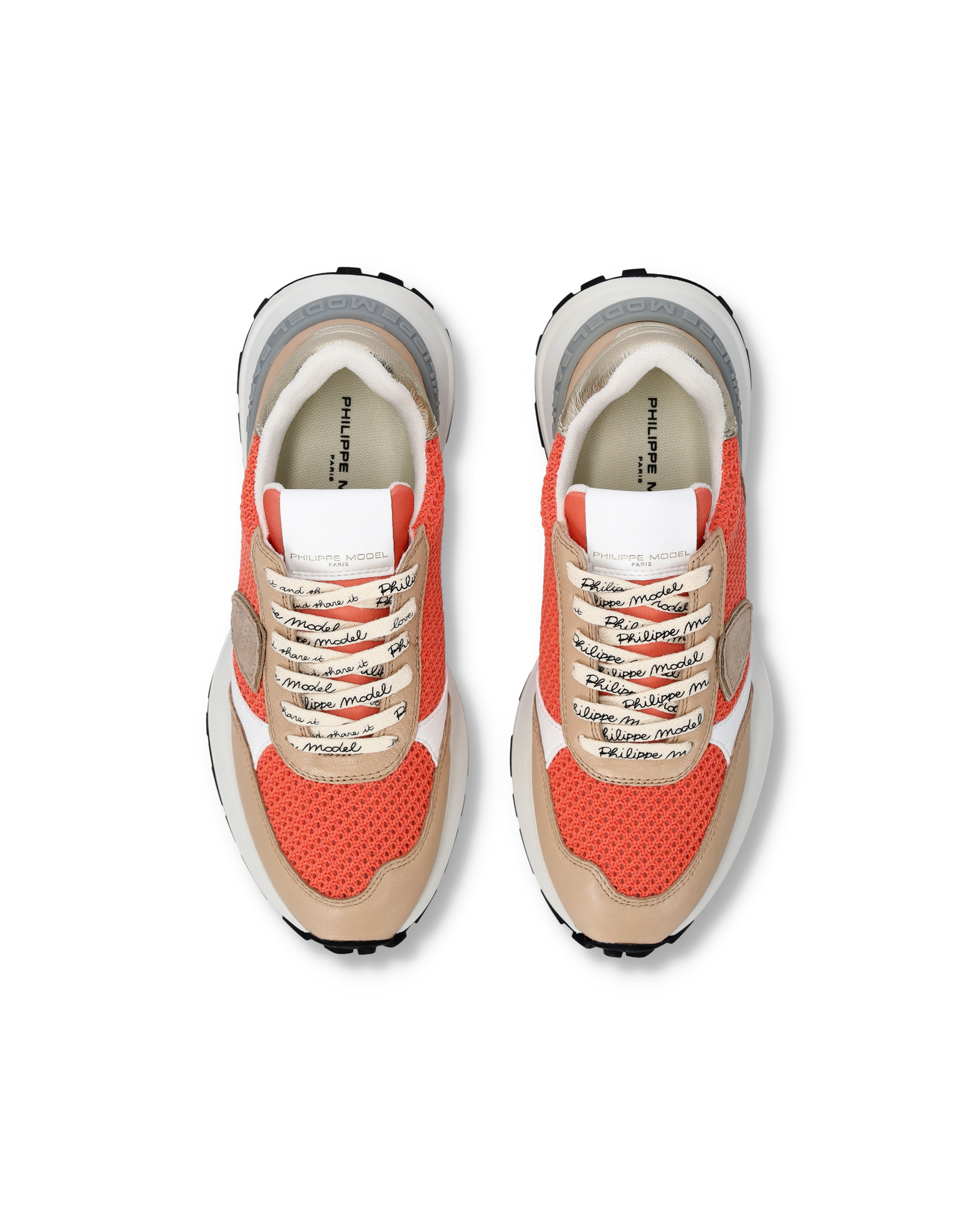 Baskets Antibes Femme, Corail Sable et Blanc