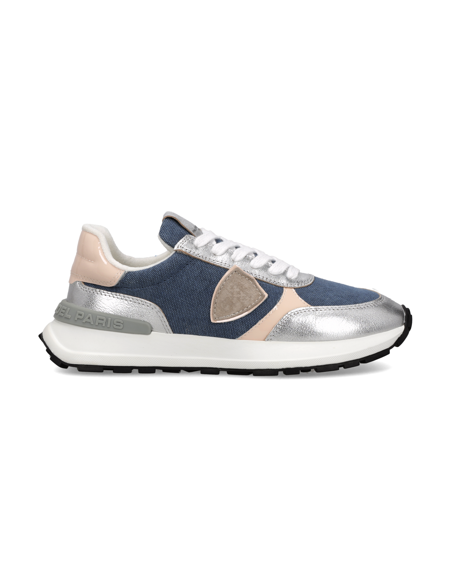 Baskets Antibes Femme, Bleu Argent et Rose