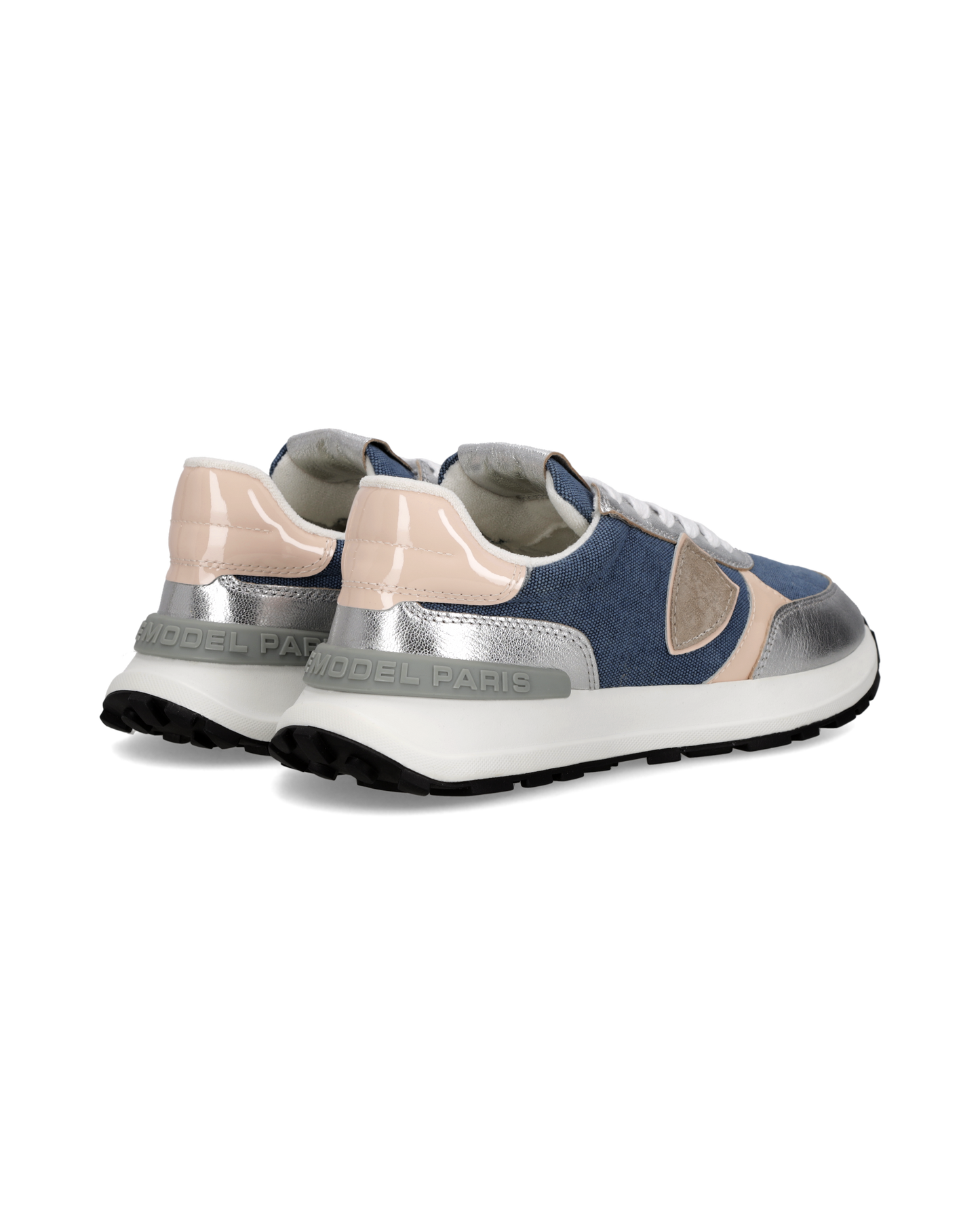 Baskets Antibes Femme, Bleu Argent et Rose