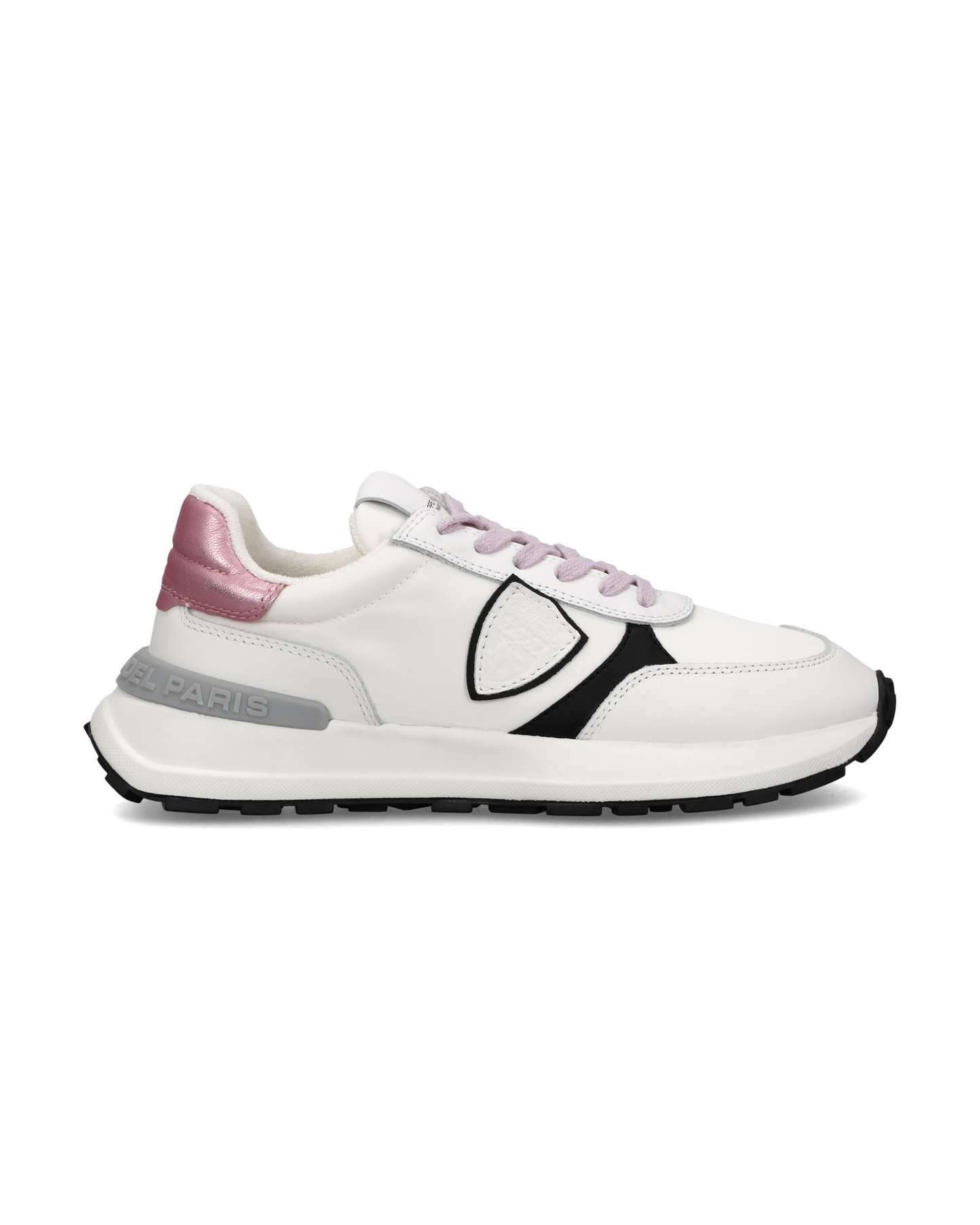 Baskets Antibes Femme, Blanc Rose et Noir