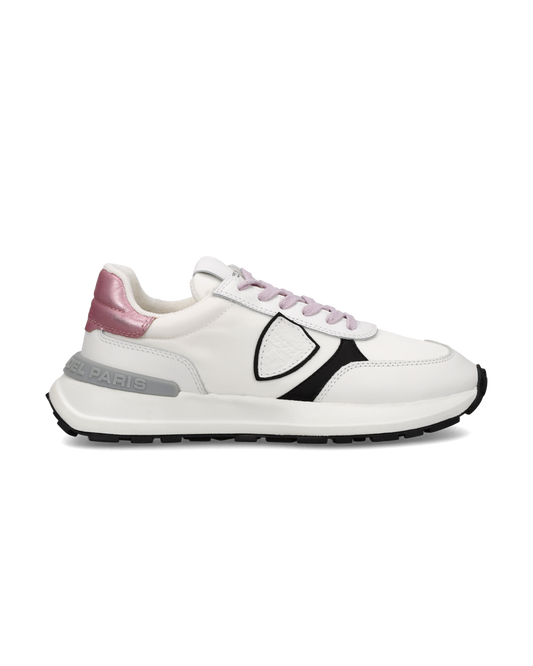 Baskets Antibes Femme, Blanc Rose et Noir