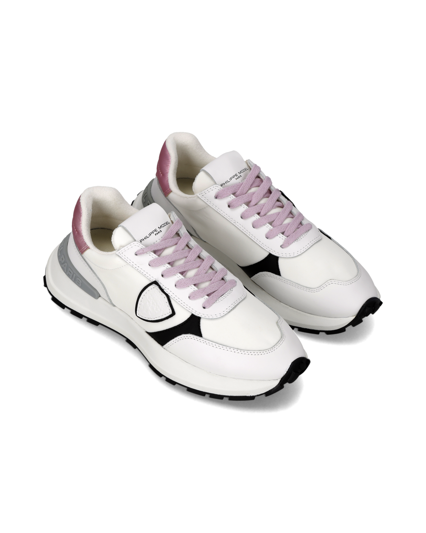 Baskets Antibes Femme, Blanc Rose et Noir