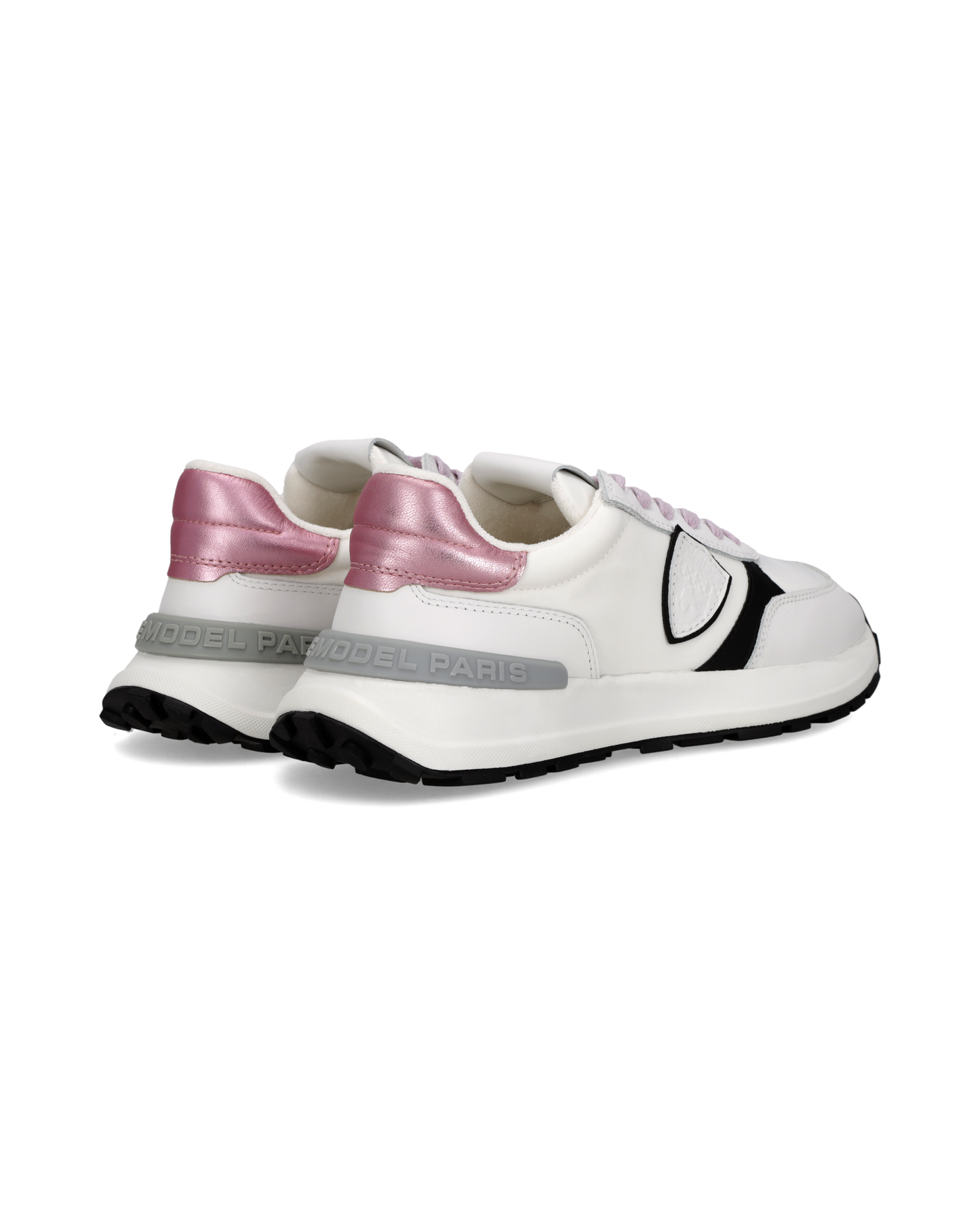 Baskets Antibes Femme, Blanc Rose et Noir