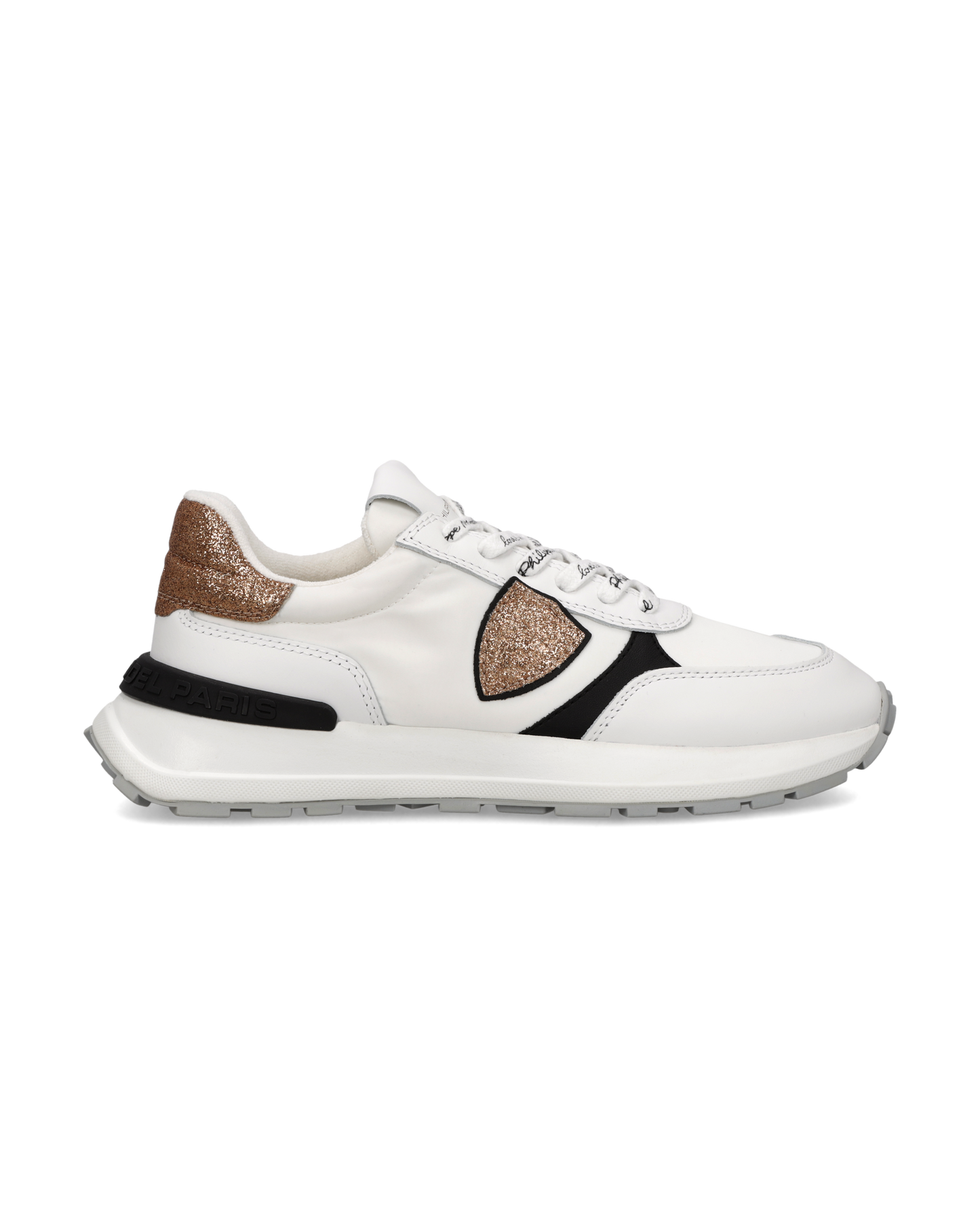 Zapatillas Antibes Para Mujer, Blanco Bronce y Negro