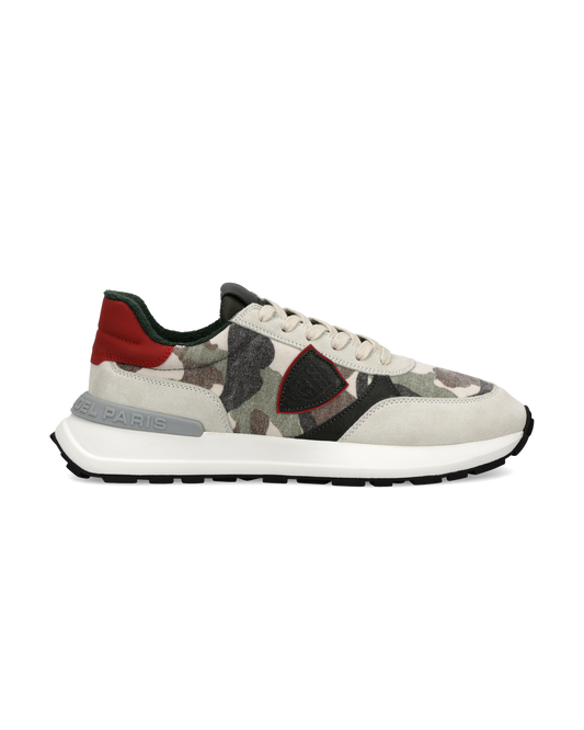 Sneakers Antibes Men, Grey Red Military Print
