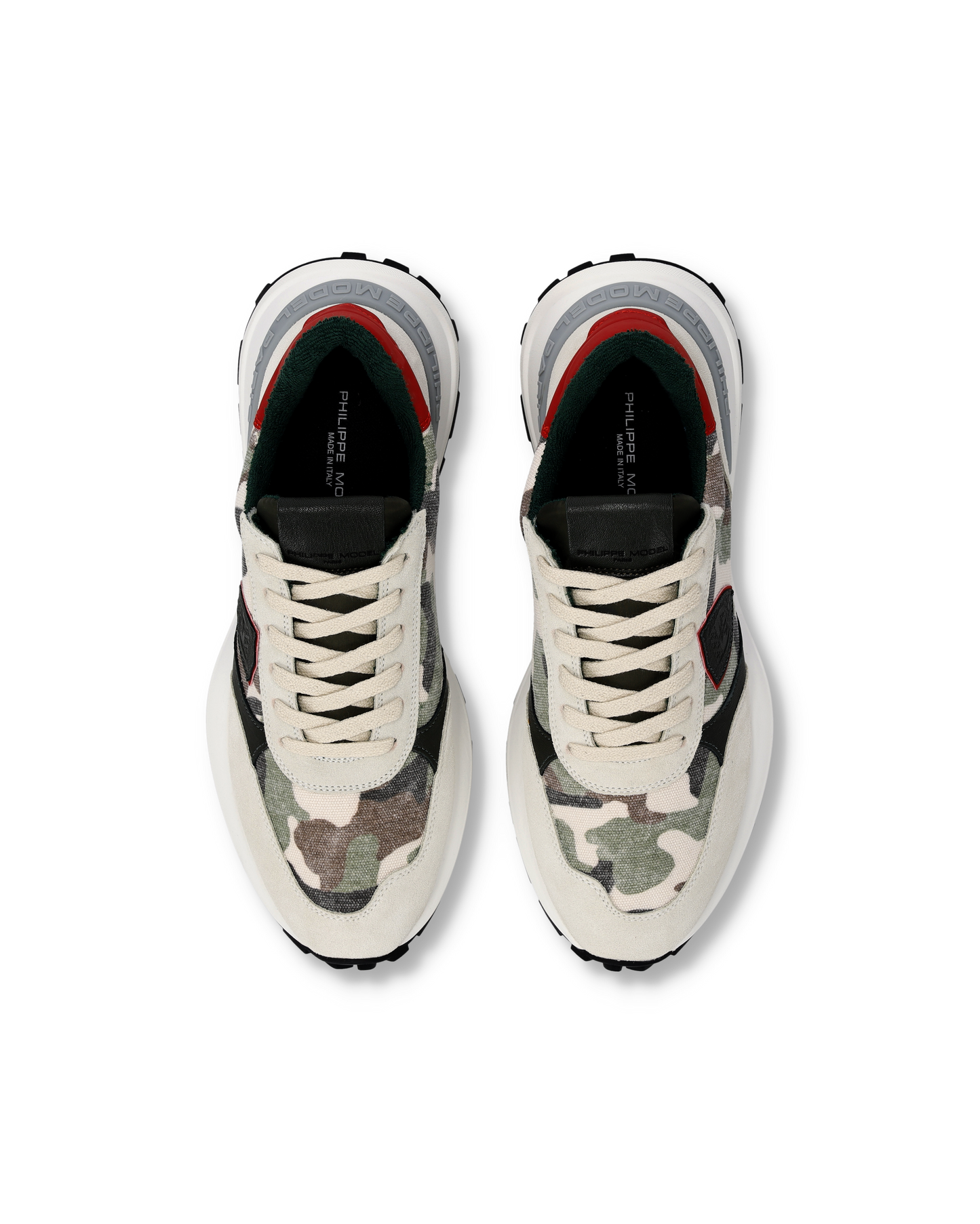 Sneakers Antibes Men, Grey Red Military Print