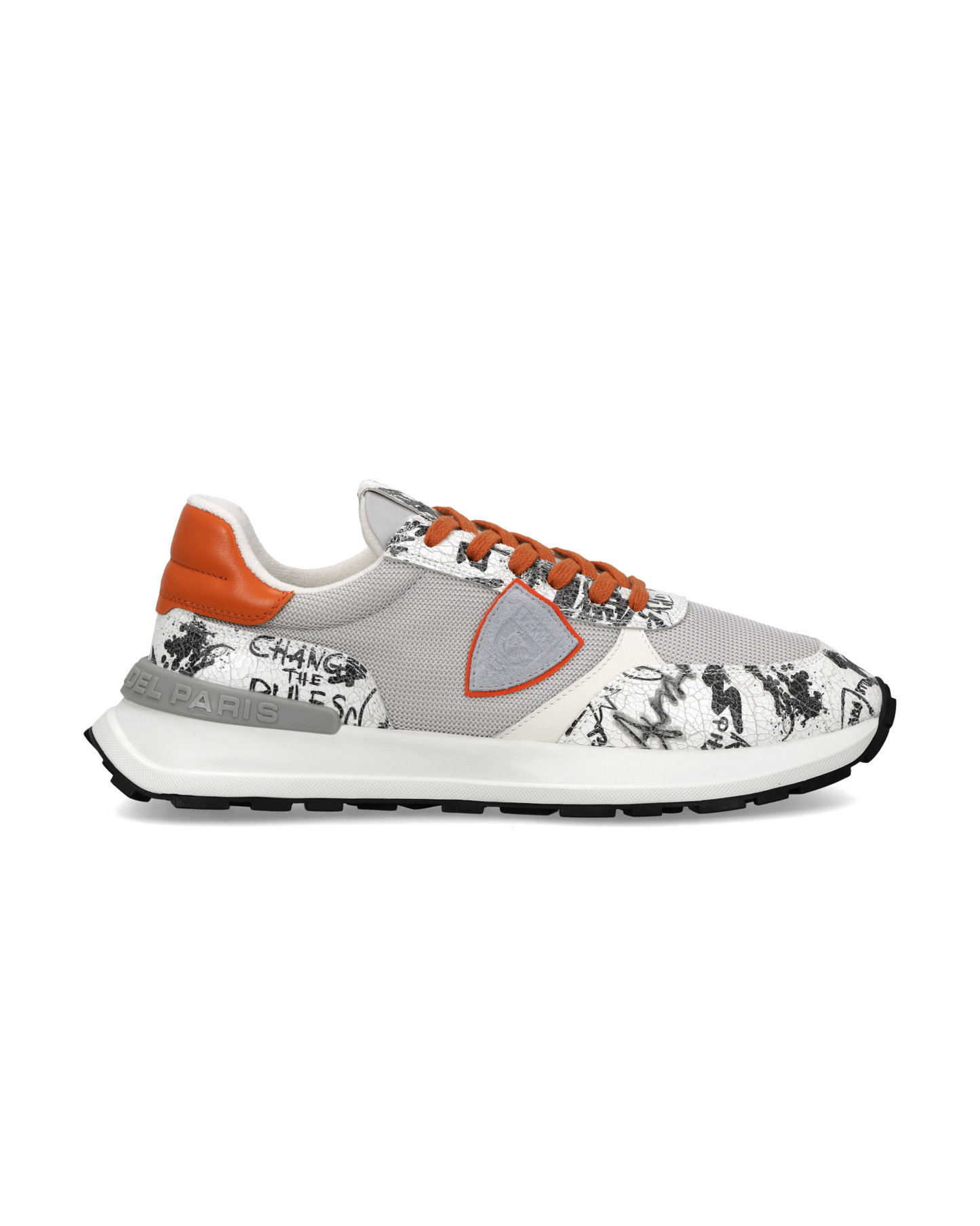 Sneakers Antibes Uomo con tomaia con stampa graffiti, Bianco Grigio Arancione