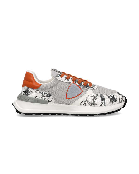 Baskets Antibes Homme avec tige imprimée graffiti, blanc, gris et orange