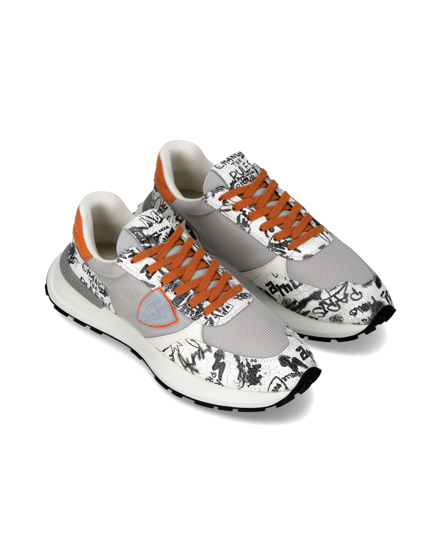 Sneakers Antibes Uomo con tomaia con stampa graffiti, Bianco Grigio Arancione