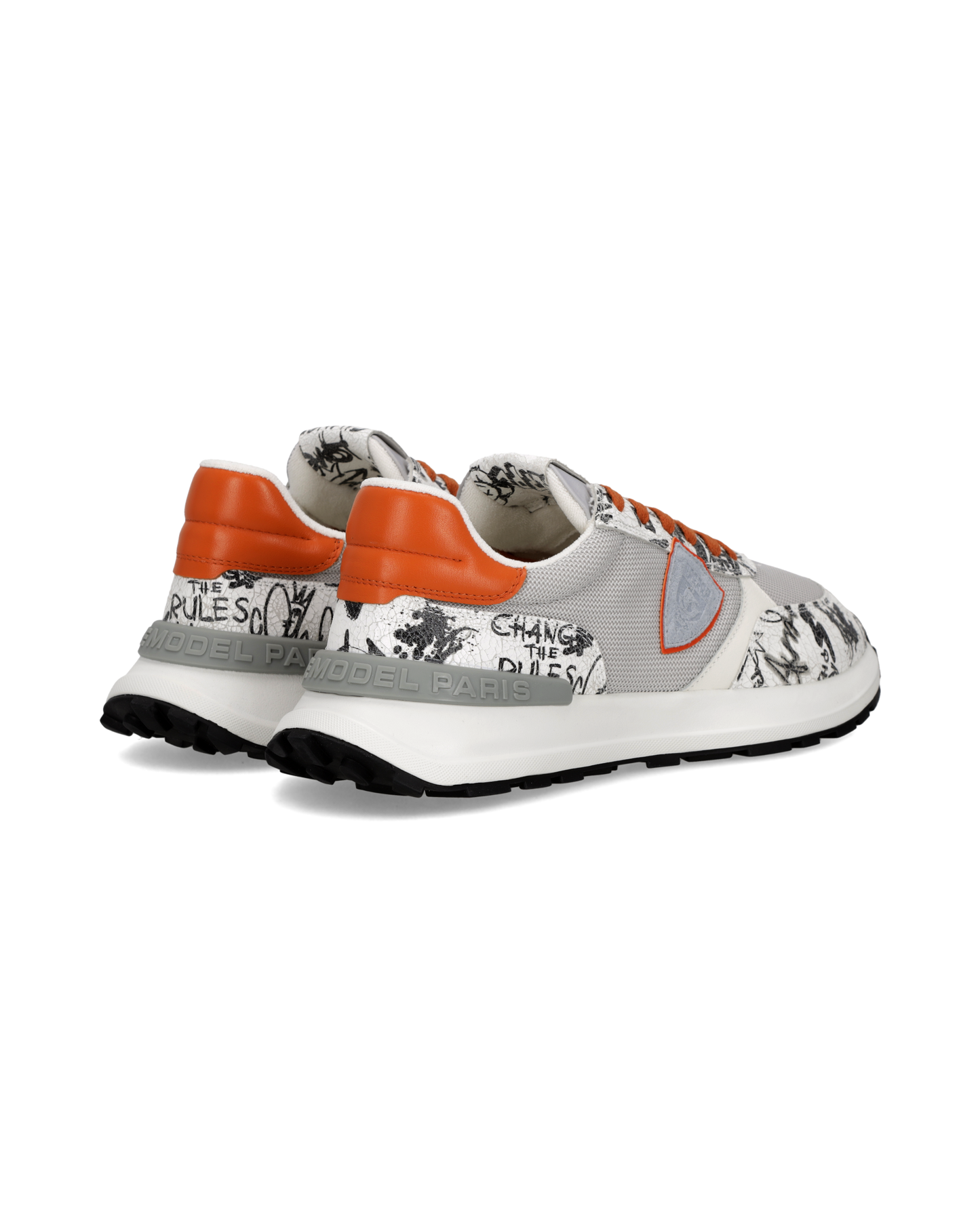 Sneakers Antibes Uomo con tomaia con stampa graffiti, Bianco Grigio Arancione