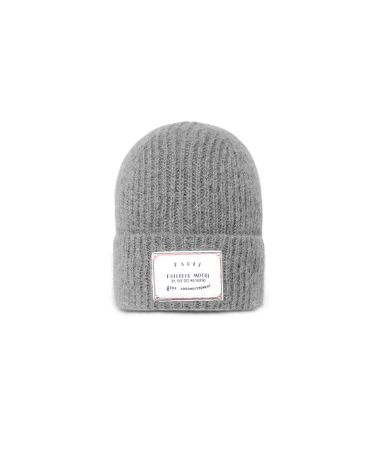 Beanie in Mohair Wool, Gray