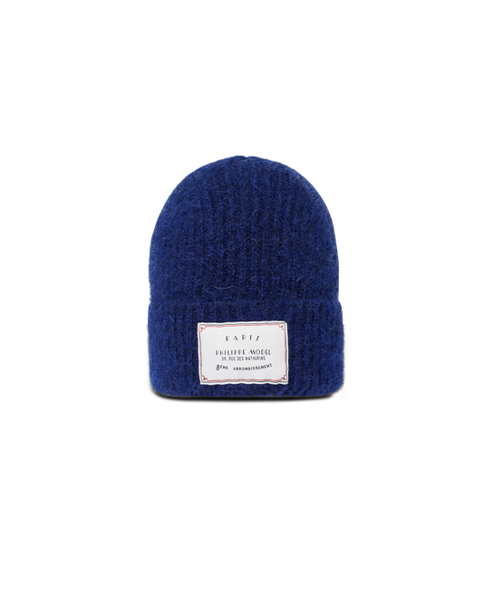 Bonnet en laine mohair, bleu roi