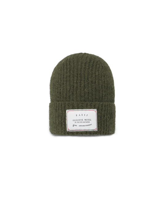 Beanie in Mohair Wool, Military