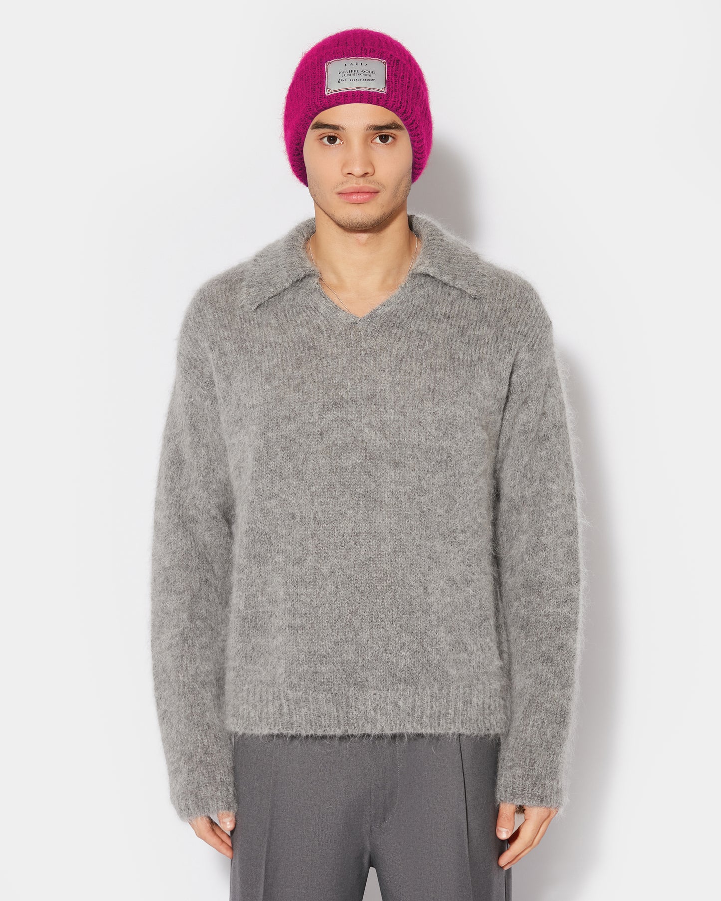 Berretto Unisex Rosa in Mohair in Lana Mohair