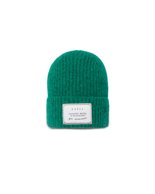 Beanie in Mohair Wool, Green