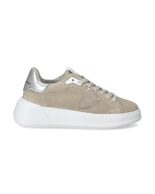 Sneaker basse Tres Temple donna - beige e argento