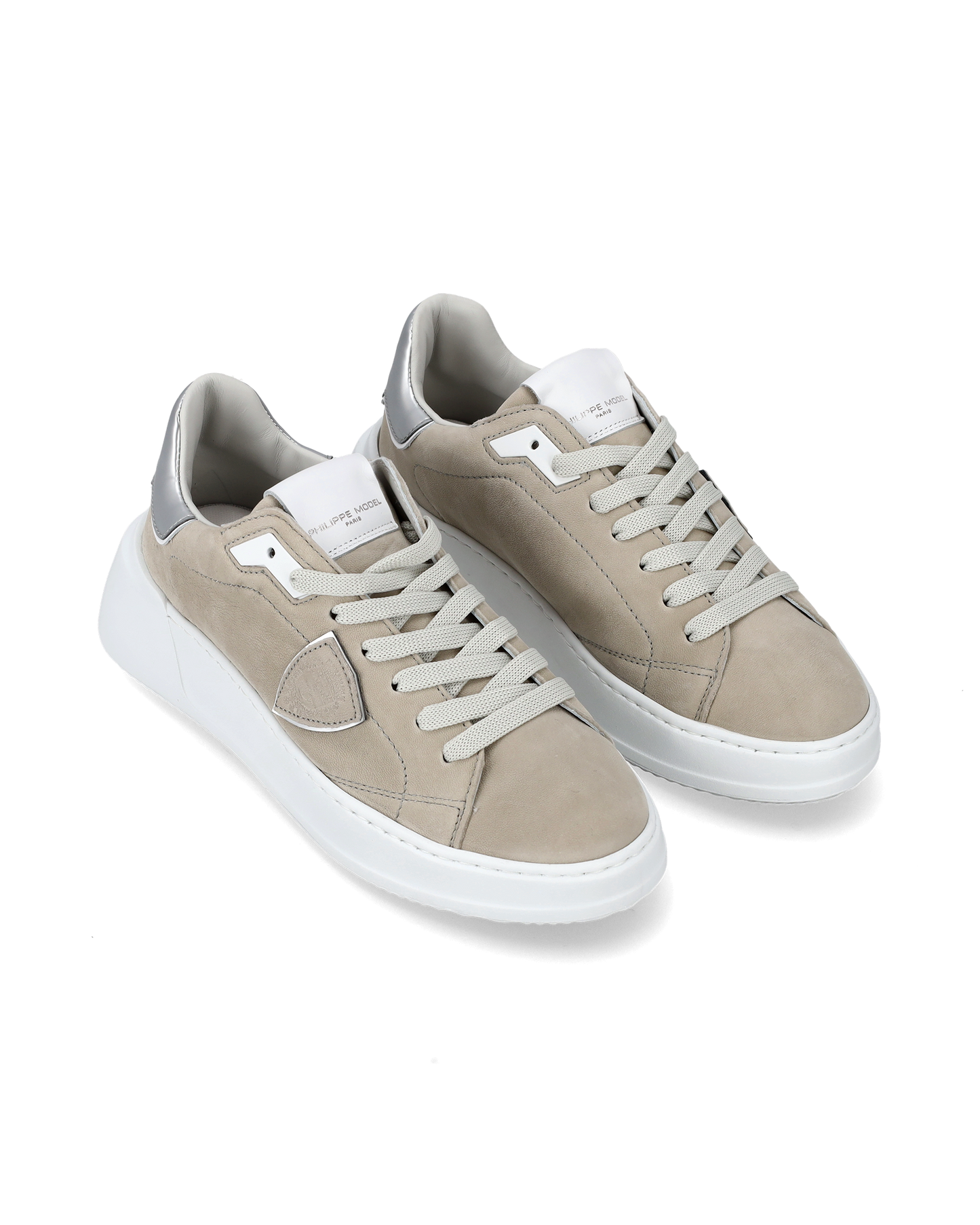 Sneaker basse Tres Temple donna - beige e argento