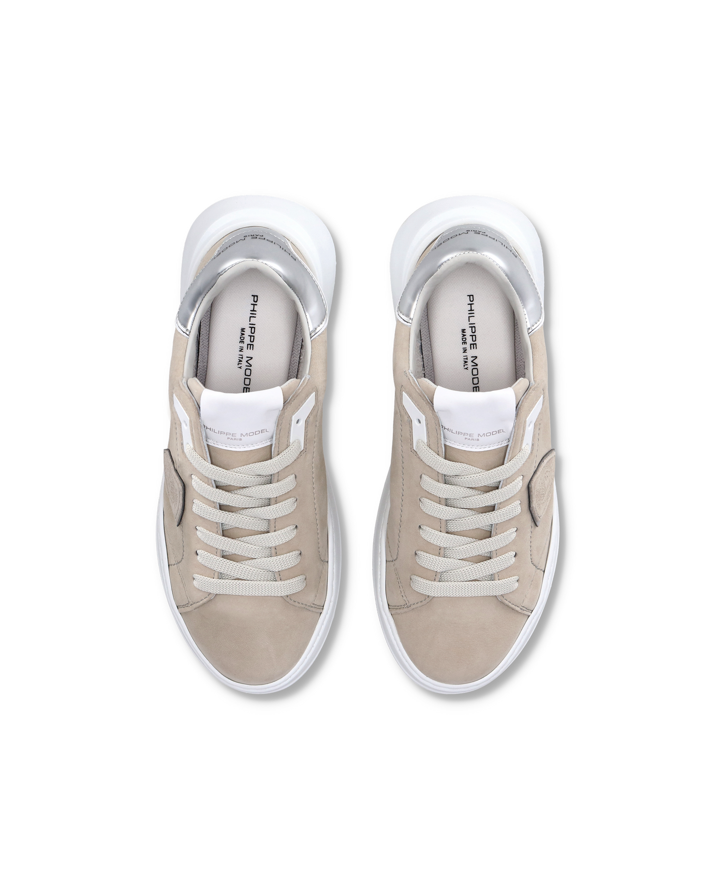 Sneaker basse Tres Temple donna - beige e argento