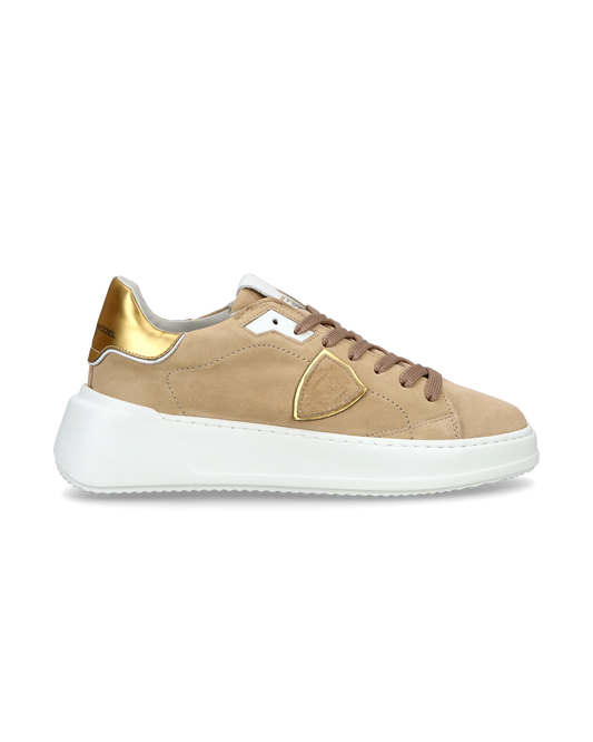 Sneaker casual Tres Temple da donna in pelle Nabuk - Beige