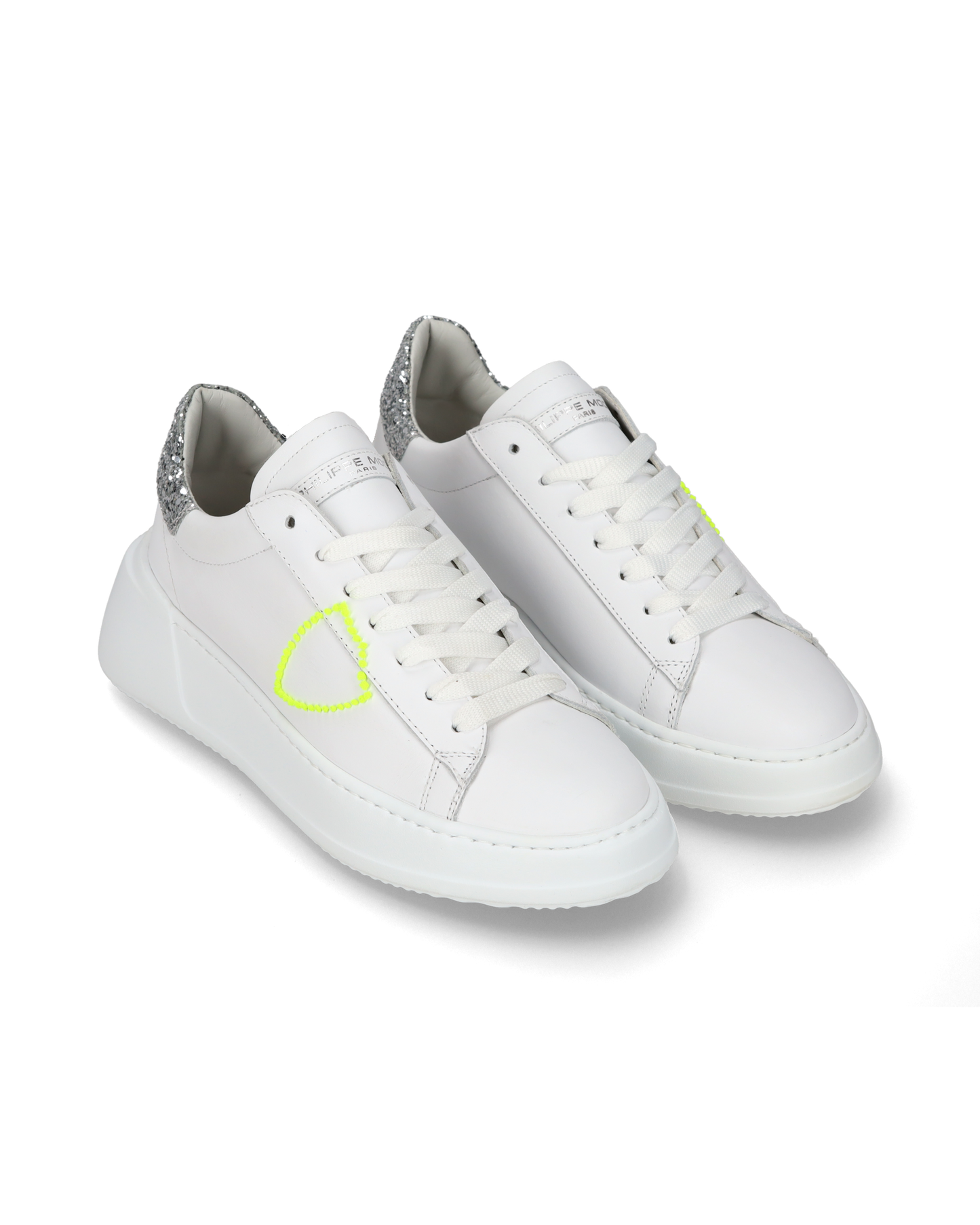 Sneaker casual Tres Temple da donna in pelle - Argento e bianco